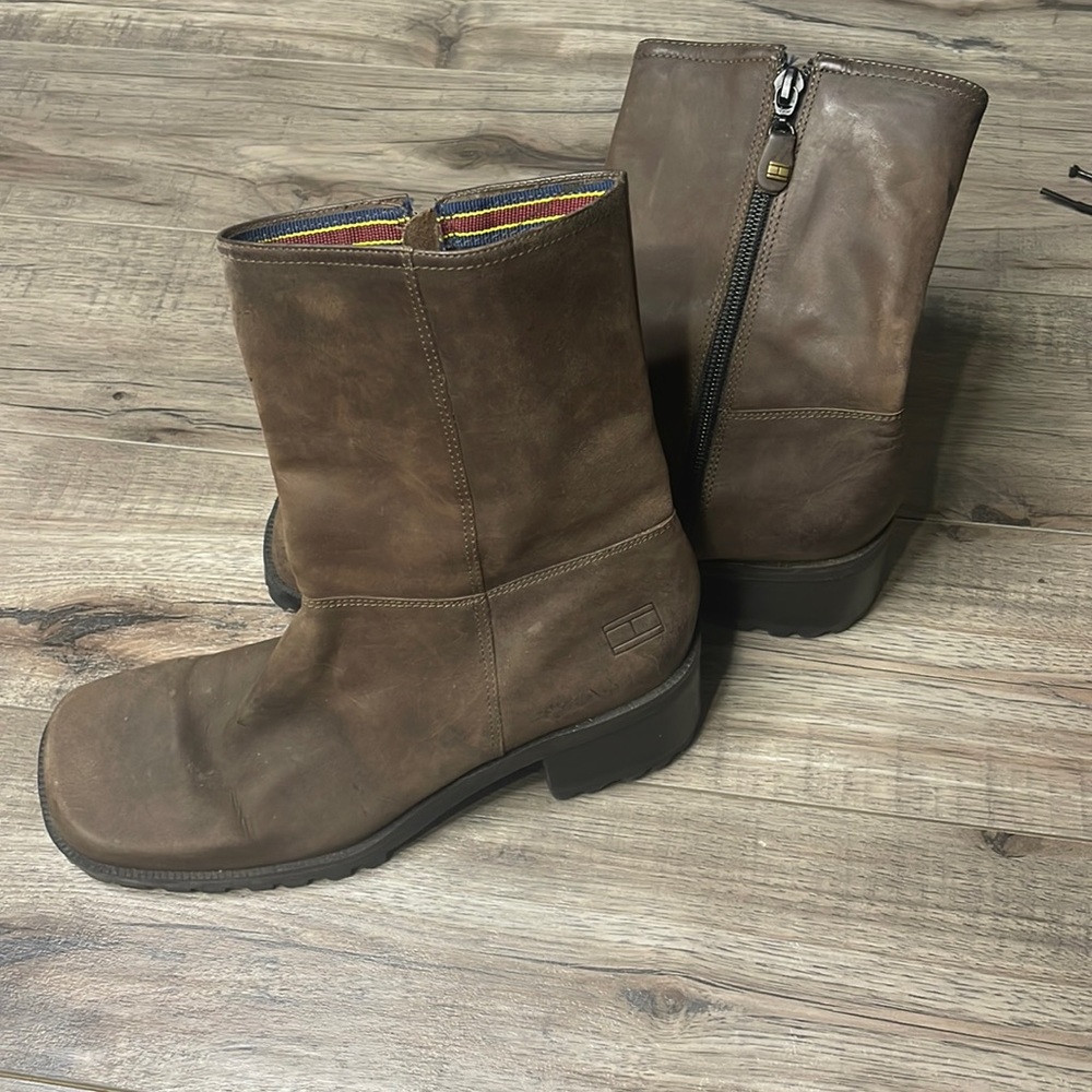 Tommy Hilfiger Brown Leather Boots Size 8